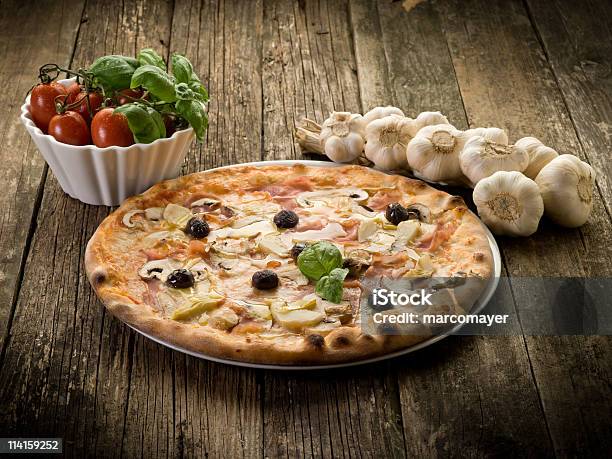 Capricious Pizza Stock Photo - Download Image Now - Pizza, Artichoke, Basil