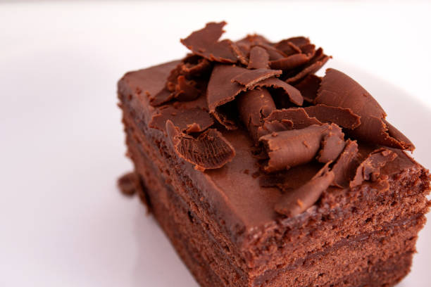 istock A piece of chocolate cake with shavings on a plate on a white background 1141596263