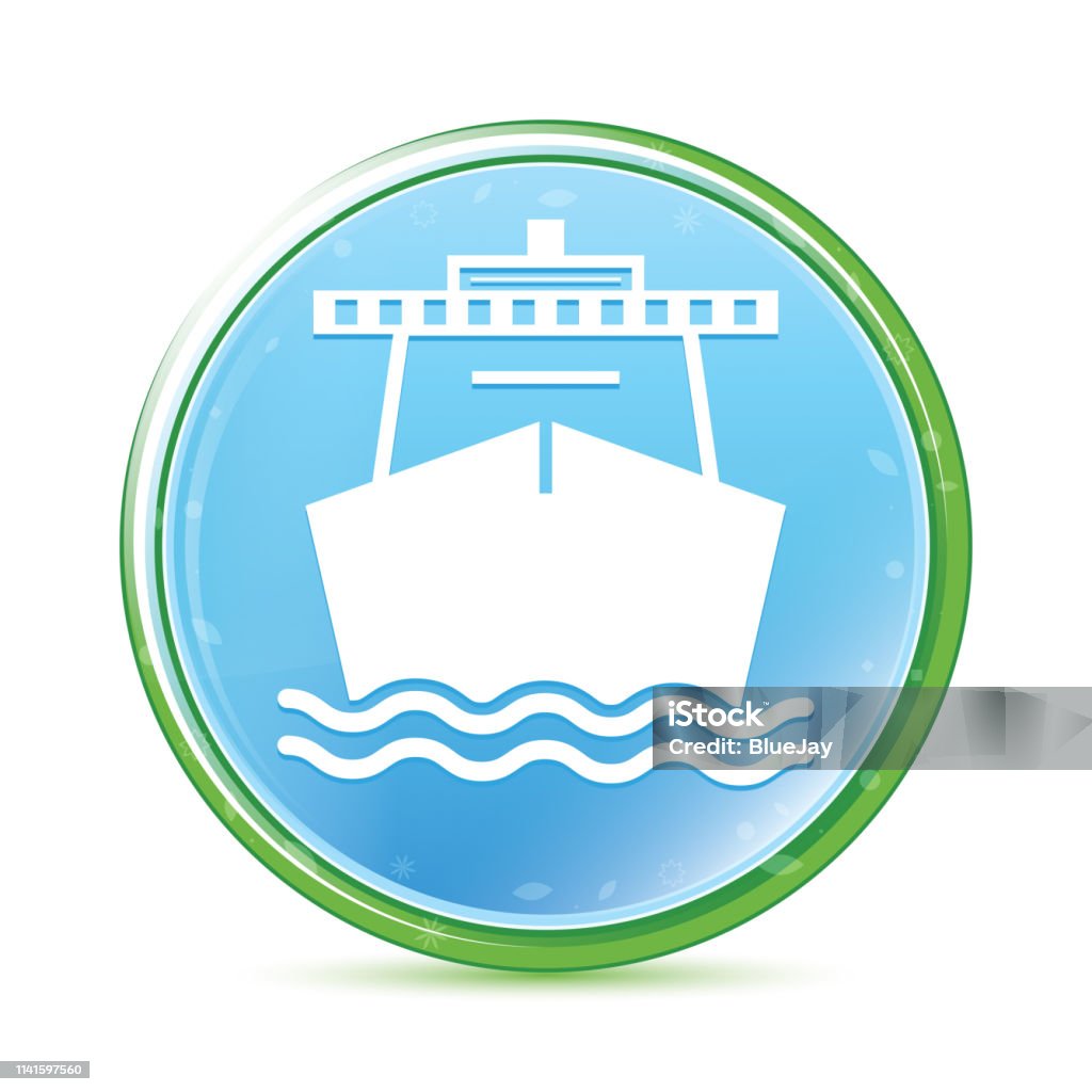 Ship icon natural aqua cyan blue round button Ship icon isolated on natural aqua cyan blue round button Catamaran stock illustration