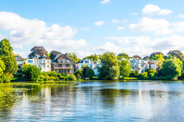 View of the aussenalster lake in Hamburg, Germany View of the aussenalster lake in Hamburg, Germany aussenalster lake stock pictures, royalty-free photos & images