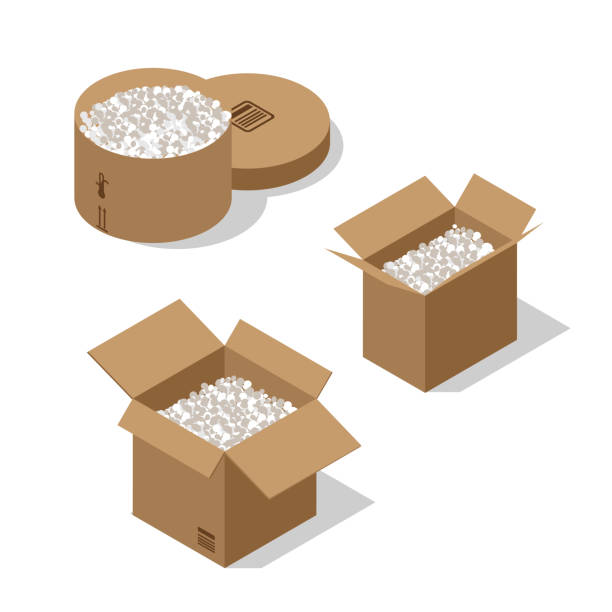 Box container cargo. Full delivery container. Isometric flat illustration Box container cargo. Full delivery container. Isometric flat illustration polystyrene box stock illustrations