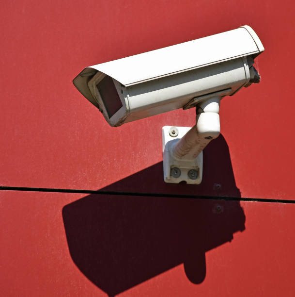 Security camera on the wall of an office building