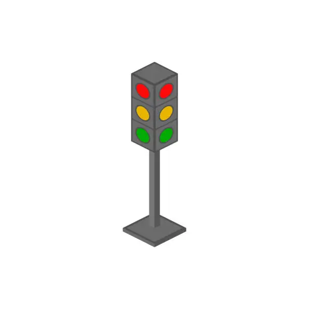 Vector illustration of Traffic lamps isometric icon. Element of color isometric road sign icon. Premium quality graphic design icon. Signs and symbols collection icon