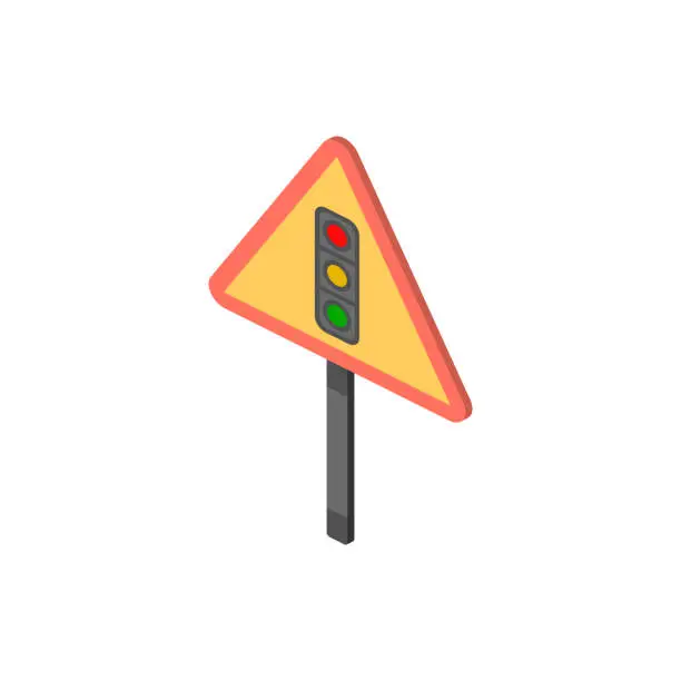 Vector illustration of Traffic alerts isometric icon. Element of color isometric road sign icon. Premium quality graphic design icon. Signs and symbols collection icon