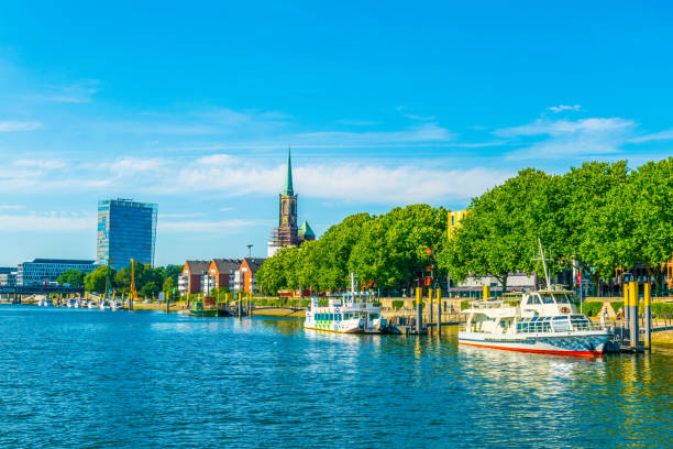 istock Weser riverside in Bremen, Germany. 1141604537
