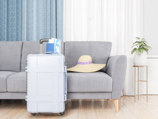 Suitcases sitting in a home, preparing for travel.