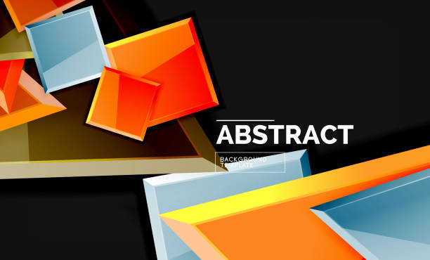 istock Glossy mosaic style geometric shapes - squares and triangles on black 1141605879
