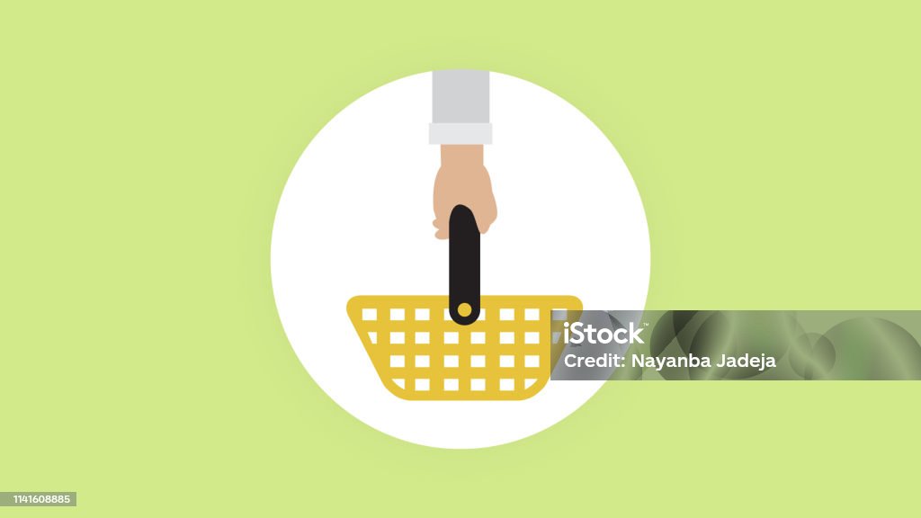 Basket In Hand Buying stock vector