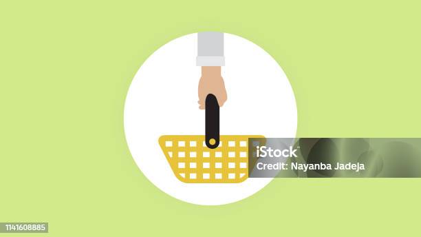 Basket In Hand Stock Illustration - Download Image Now - Buying, Retail, Shopping