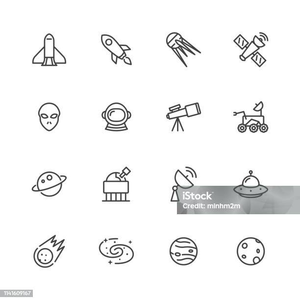 Space Icons Stock Illustration - Download Image Now - Alien, Astrology, Astronaut