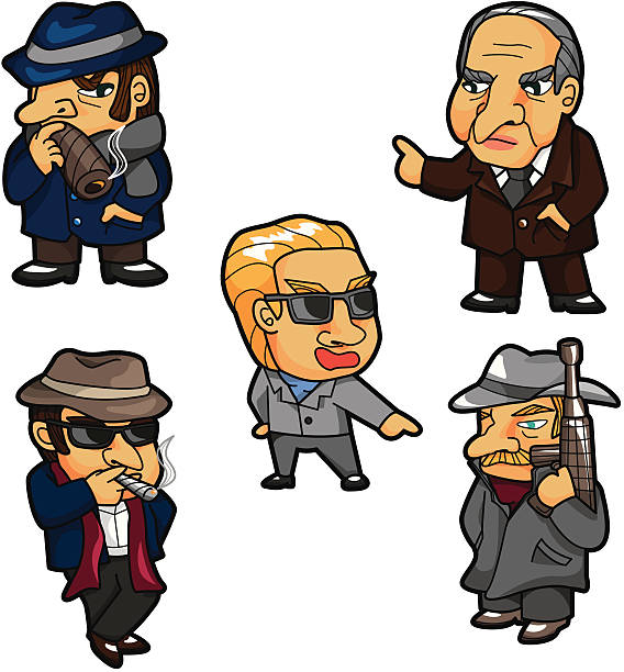 cartoon mafia icon  mafia boss stock illustrations