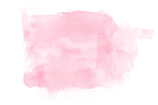 watercolor on white background - coral pink abstract paint imagens e fotografias de stock
