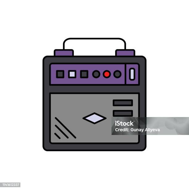 Amplifier Audio Bass Icon Element Of Color Music Studio Equipment Icon Premium Quality Graphic Design Icon Signs And Symbols Collection Icon Stock Illustration - Download Image Now