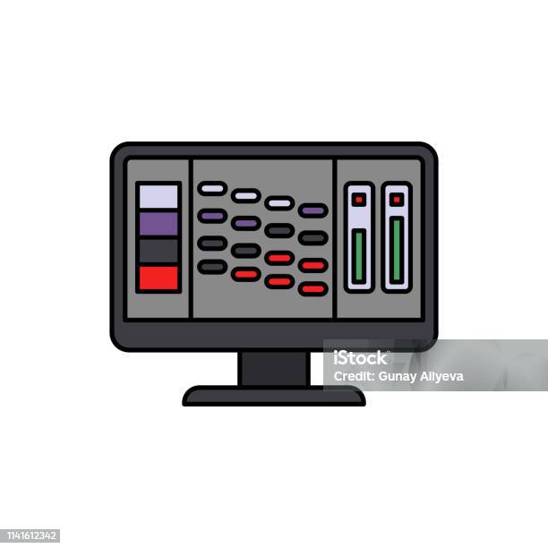 Display Monitor Audio Icon Element Of Color Music Studio Equipment Icon Premium Quality Graphic Design Icon Signs And Symbols Collection Icon Stock Illustration - Download Image Now