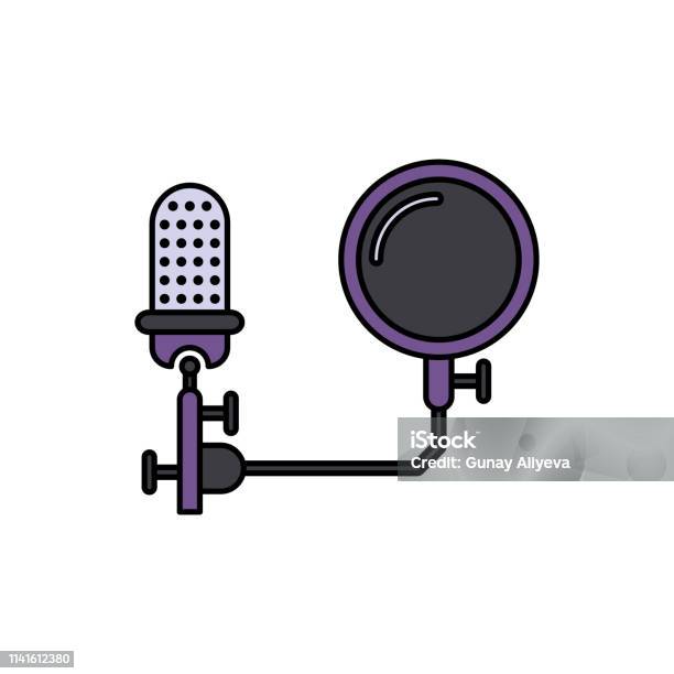 Filter Pop Microphone Icon Element Of Color Music Studio Equipment Icon Premium Quality Graphic Design Icon Signs And Symbols Collection Icon Stock Illustration - Download Image Now