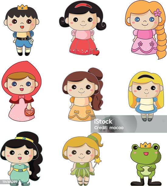 Set Of Disney Cartoons Characters Stock Illustration - Download Image Now - Princess, Cartoon, Characters