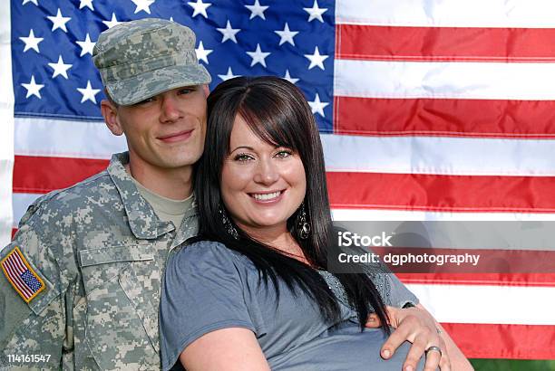 Patriotic Couple Stock Photo - Download Image Now - Adult, American Culture, American Flag