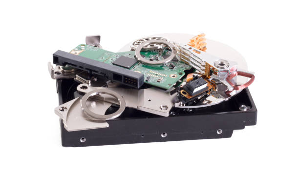 istock Harddisk close-up details of the computer, harddisk in parts 1141621364
