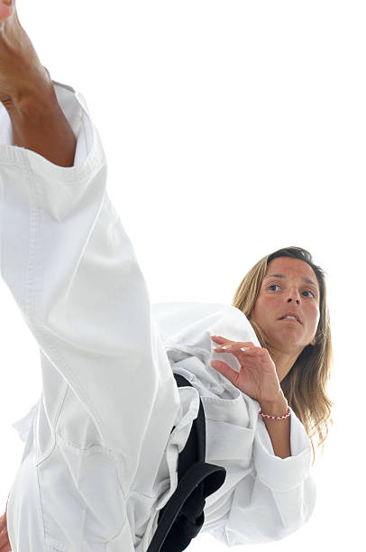 tae kwon делают artform - martial arts women tae kwon do black belt стоковые фото и изображения