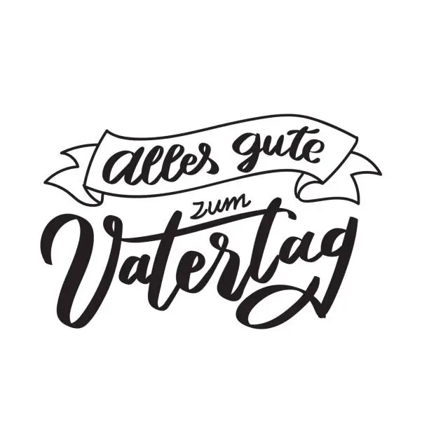 Vector illustration of Alles gute zum Vatertag - Happy Fathers day on German. Brush calligraphy, typography, hand-lettering, hand-writing. For greeting cards, posters, templates for paper cutout, laser cutting, outline.