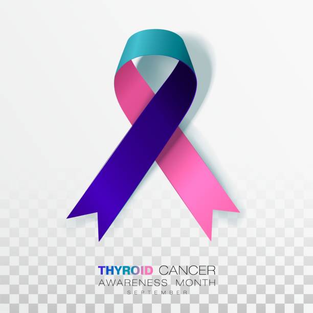 Thyroid Cancer Awareness Month. Teal and Pink and Blue Color Ribbon Isolated On Transparent Background. Vector Design Template For Poster. Thyroid Cancer Awareness Month. Teal and Pink and Blue Color Ribbon Isolated On Transparent Background. Vector Design Template For Poster. Illustration. thyroid disease stock illustrations