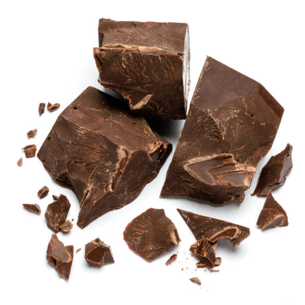 istock Dark or milk organic chocolate pieces isolated on white background 1141624921