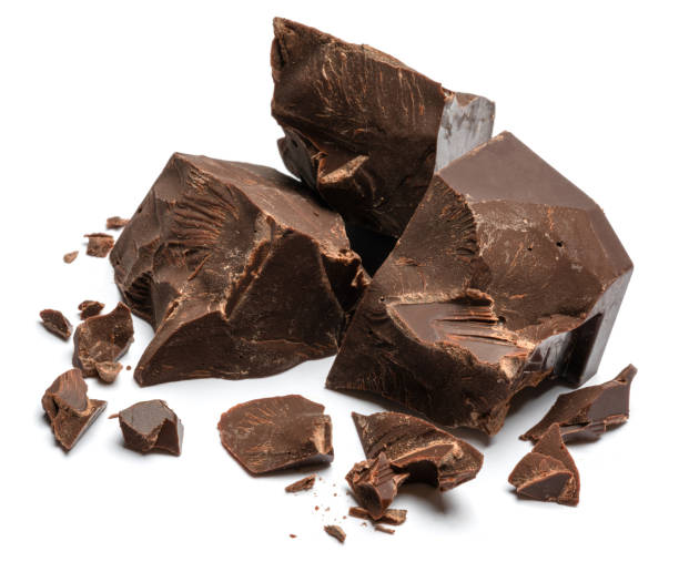 istock Dark or milk organic chocolate pieces isolated on white background 1141624934