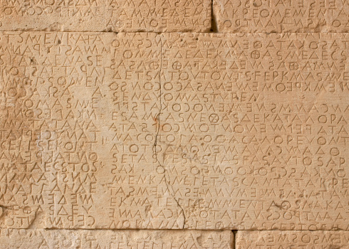 Old stone-writing, Crete, Greece