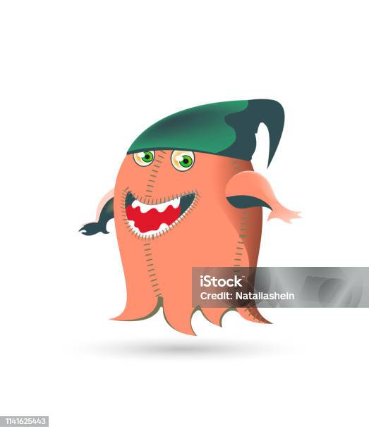 Red Cartoon Cute Monster Isolated On White Background Vector Illustration Stock Illustration - Download Image Now
