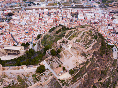 Vista panorámica desde el Dron del castillo de Sagunto en verano. Comunidad Valenciana, España photo
