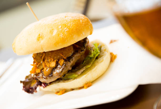istock Tasty burger served in cafe 1141625477