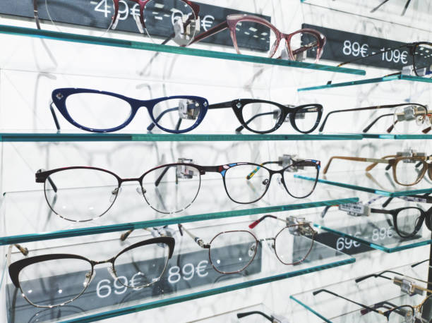 istock shelf with glasses in eyewear store 1141626537