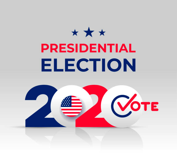 ilustrações de stock, clip art, desenhos animados e ícones de 2020 united states of america presidential election banner. design logo. election banner vote 2020 with patriotic stars. vector illustration. isolated on white background - presidential candidate illustrations