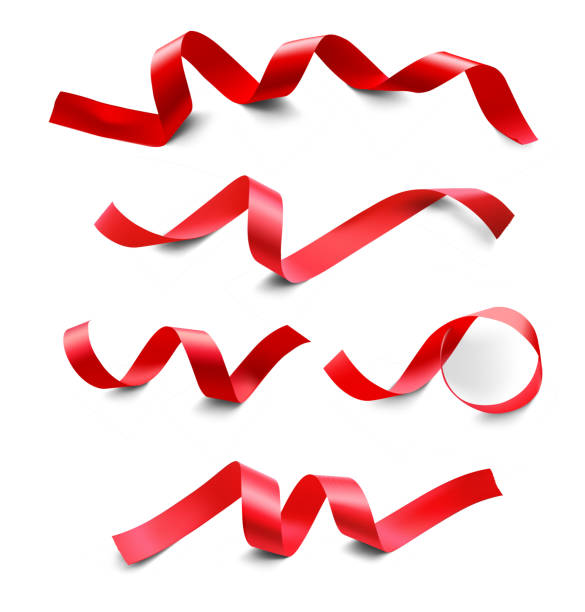 istock Set of red ribbons on white background. 1141628660