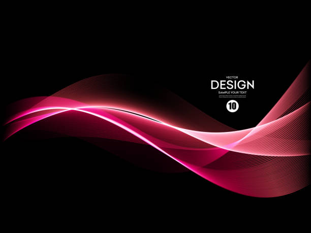 illustrazioni stock, clip art, cartoni animati e icone di tendenza di vector abstract elemento di design a onde blu colore lucido - backgrounds red magenta pink