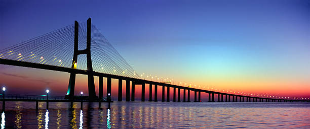 istock Vasco da Gama bridge panorama at dusk 114163652