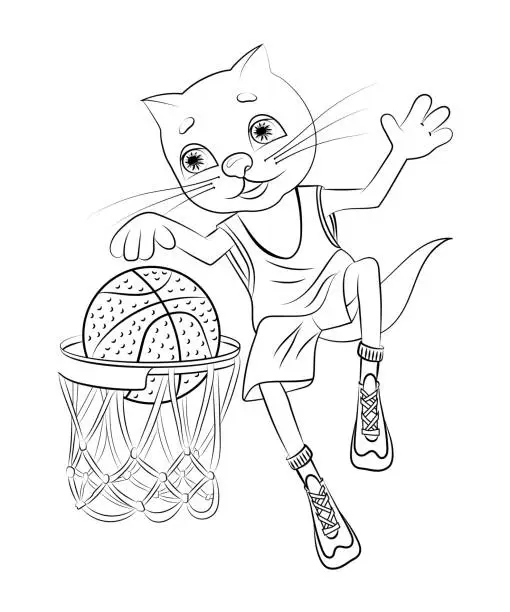 Vector illustration of Cat basketball player.