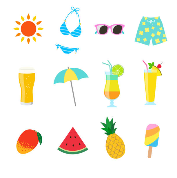 ilustrações, clipart, desenhos animados e ícones de alimento e bebida do mar do verão - drink umbrella umbrella cocktail pink