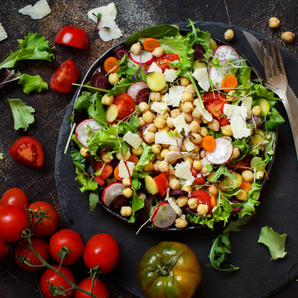 istock Chickpea salad with vegetables and microgreens 1141643088