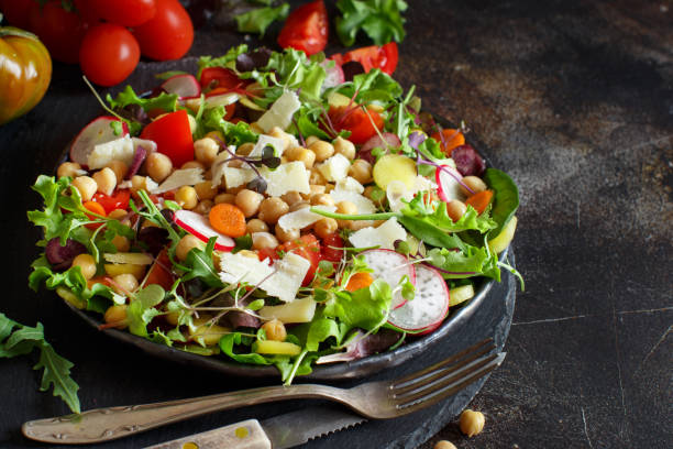 istock Chickpea salad with vegetables and microgreens 1141643089