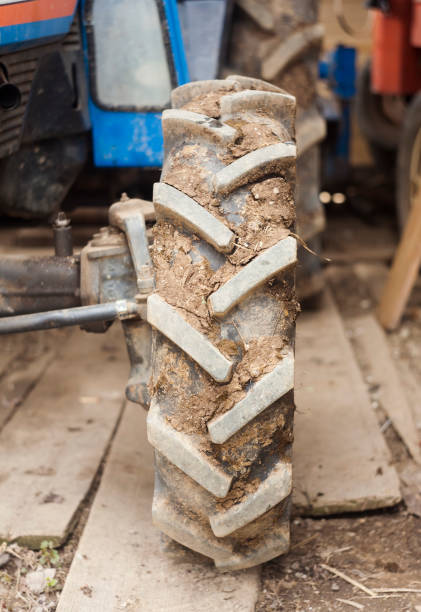 istock closeup of tractor wheel 1141643693