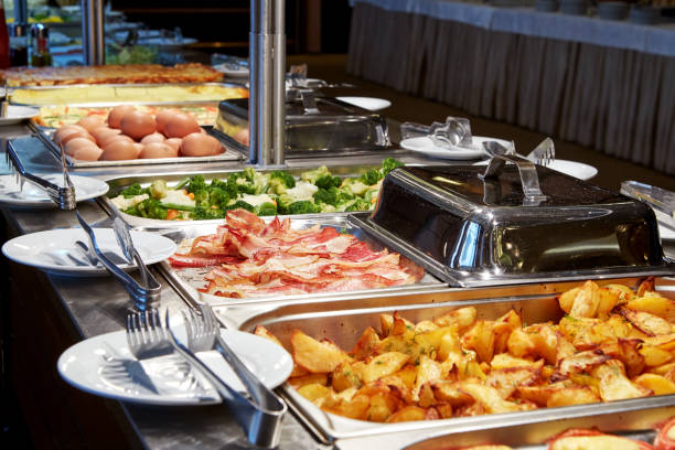 Nice buffet line in a hotel Nice buffet line in a hotel brunch stock pictures, royalty-free photos & images