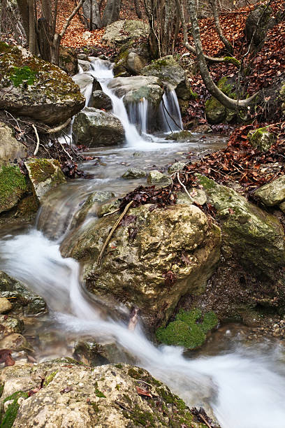 istock Winter waterfalls in mountains. 114164639