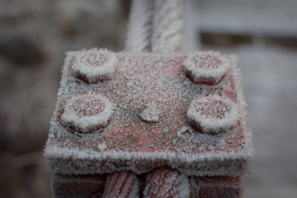 istock Metal rope and plae covered in frost. 1141646667