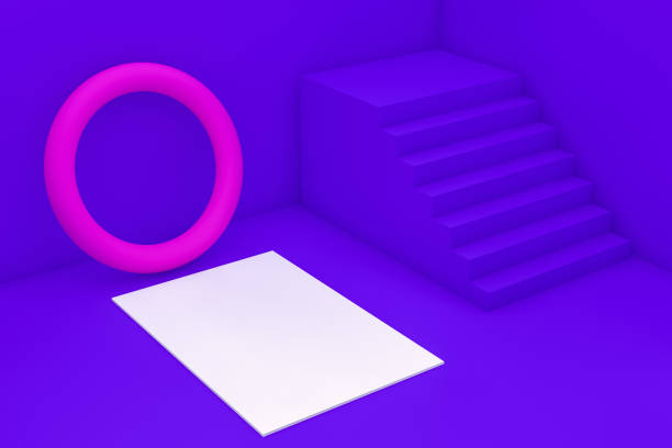 istock 3D Render Minimal Blank White Paper Card Template with Geometric Shapes 1141647108