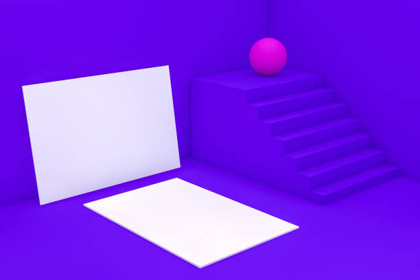 istock 3D Render Minimal Blank White Paper Card Template with Geometric Shapes 1141647257