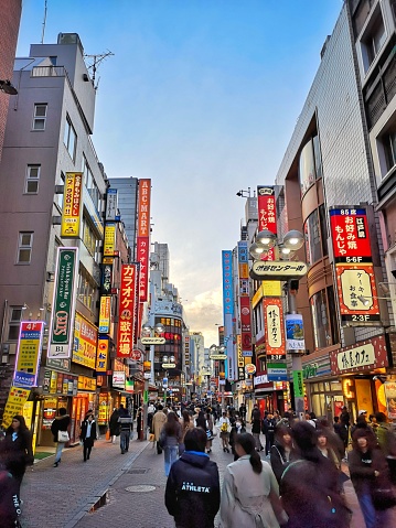 02 april 2019 - Tokyo, Japan: people walking in the street in Shibuya distrisct in the hear of Tokyo. Japan