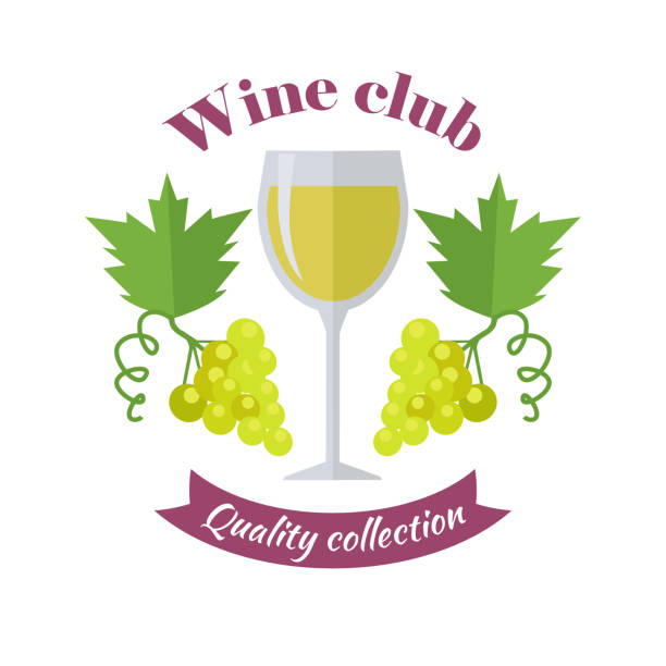 ilustraciones, imágenes clip art, dibujos animados e iconos de stock de colección de calidad wine club. para etiquetas, etiquetas - globe grape