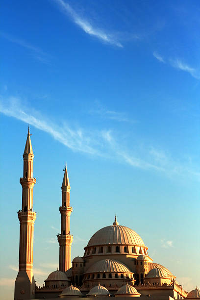 istock Al noor mosque with blue sky and clouds 114165479