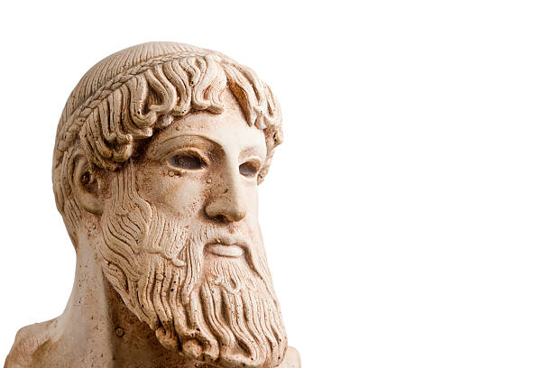 dieu grec dans la moitié profil horizontal - statue greek culture neptune greece photos et images de collection
